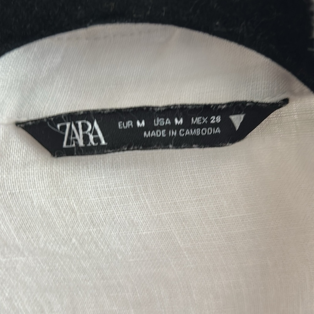 Zara white linen Button-Up - Picture 2 of 8